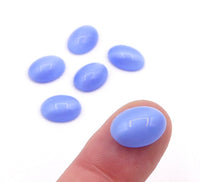 West German Dome Glass Oval Cabochons 14x10mm Sapphire Moonstone