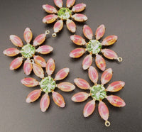 Flower Large Petal Pendant 30mm with Vintage Czech Stones Sabrina Red Peridot