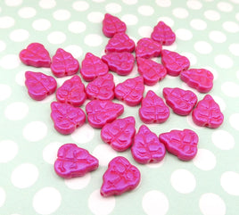 Czech Leaf Beads 10x8mm Opalescent Neon Pink.