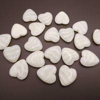 Czech Pressed Heart Glass Beads 24x22mm Opaline Lemon Striped Uranium