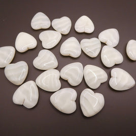 Czech Pressed Heart Glass Beads 24x22mm Opaline Lemon Striped Uranium