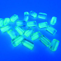 Czech Rectangle Block Glass Beads 14x9mm Aqua Uranium