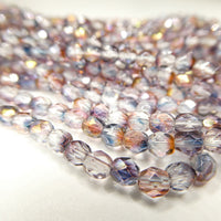 Czech Fire Polish Beads 4mm Luster Amethyst/Blue/Crystal