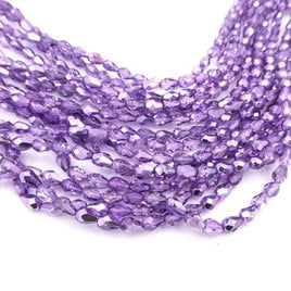 Czech Glass Faceted Teardrop Beads 7x5mm Metallic Lavender