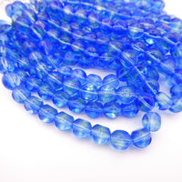 Czech Glass Beveled Round Beads 8mm Blue Lt Green