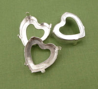 Sew On Prong Setting for Heart Rhinestone 4827 Silver Plated