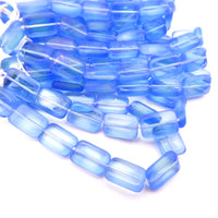 Czech Glass Rectangle Beads 12x8mm Blue Lt Green