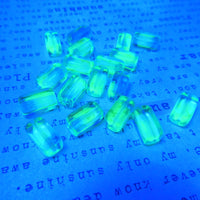 Czech Rectangle Block Glass Beads 14x9mm Aqua Uranium