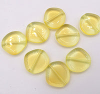 Czech Glass 8-Edge Flat Beads 15mm Yellow Topaz Uranium