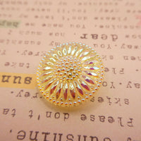 Czech Daisy Flower Button 28mm Yellow Uranium Glass