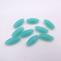 Czech Glass Peeled Olive Beads 19x7 mm Turquoise Opal Matte Uranium