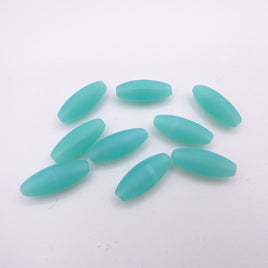 Czech Glass Peeled Olive Beads 19x7 mm Turquoise Opal Matte Uranium