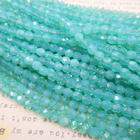 Czech Fire Polish Beads 6mm Milky Green
