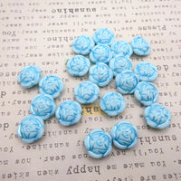 Czech Large Rose Glass Beads 18mm White Blue Lined