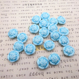 Czech Large Rose Glass Beads 18mm White Blue Lined