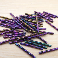 Czech Glass Twisted Bugle Beads 25mm Purple Iris