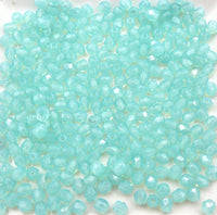 Czech Faceted Round Fire Polished Beads 3x3mm Opal Aqua