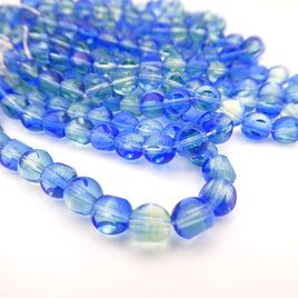 Czech Glass Beveled Round Beads 6mm Blue Lt Green