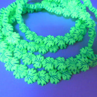 Grape Leaf Pressed Beads 13x11mm Green Opal Dark Aqua Lined
