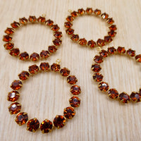 Swarovski Rhinestone Hoop Pendant with loop 30mm Madeira Topaz
