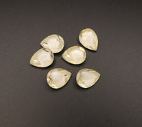 West German Faceted Glass Teardrop Cabochon 14x10mm White Givre