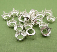 Sew On Prong Setting for Cushion Rhinestone 4460 Silver Plated