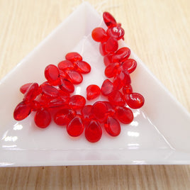 Czech Pip Beads 5x7mm Crystal Siam Red