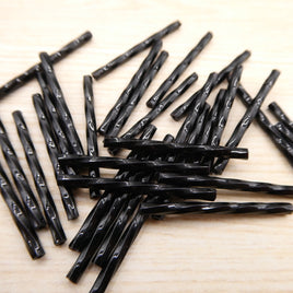 Czech Glass Twisted Bugle Beads 25mm Black