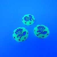 Czech Glass Marguerette Flower Beads 18mm Opal Green Gold Lined Uranium