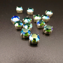 Swarovski Crystal Chaton in setting 34ss (7mm) Green Tourmaline AB