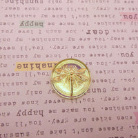 Czech Glass Dragonfly Cabochon 18mm Uranium Yellow Gold Lined
