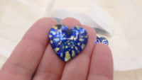 Vintage Czech Glass Heart Pendant 25mm Blue Fire Opal