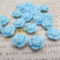 Czech Large Rose Glass Beads 18mm White Blue Lined