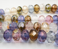 Czech Faceted Rondelle 9x6mm Luster Mix