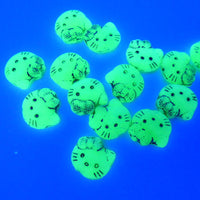 Czech Hello Kitty Glass Beads 19x18mm Opal Green Copper Lined