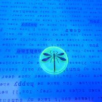 Czech Glass Cabochon with Dragonfly 31.5mm Transparent Yellow Uranium