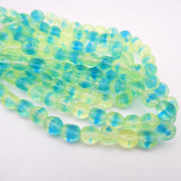 Czech Glass Beveled Round Beads 6mm Matte Green Blue