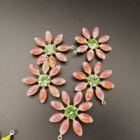 Flower Large Petal Pendant 30mm with Vintage Czech Stones Sabrina Red Peridot
