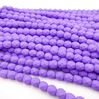 Czech Fire Polish Beads 6mm Opaque Lavender