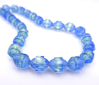 Czech Turbine Glass Beads 10x8mm Blue Lt Green