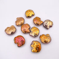 Czech Hello Kitty Glass Beads 19x18mm Crystal Rose Gold Capri 2X