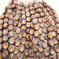 Table Cut Kiwi Beads 14x10mm Copper Lined Transparent Aqua Brass