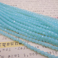 Czech Fire Polish Beads 4mm Milky Aquamarine