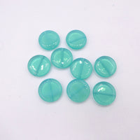 Czech Coin Glass Beads 14mm Opal Aqua