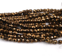 Czech Fire Polish Beads 5mm Bronze