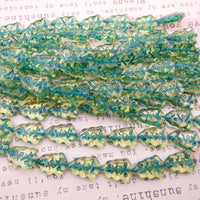 Czech Christmas Tree Glass Beads 17x11mm Transparent Yellow Green Lined