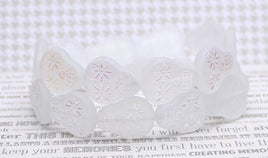 Czech Glass Sugar Skull Beads 20x17mm Crystal Transparent Matte with AB