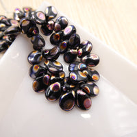 Czech Pip Beads 5x7mm Jet Sliperit Peacock