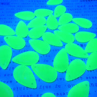 Czech Pressed Flat Teardrop Pendant 30x18mm Opaline Glow Green