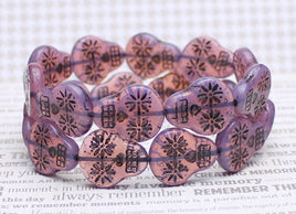 Czech Glass Sugar Skull Beads 20x17mm Pink Opaline with Black Wash